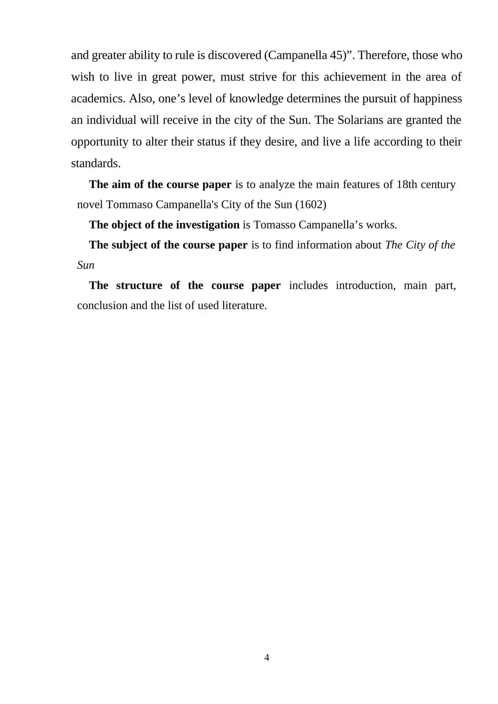 Tommaso Campanella's City of the Sun Course Paper 4