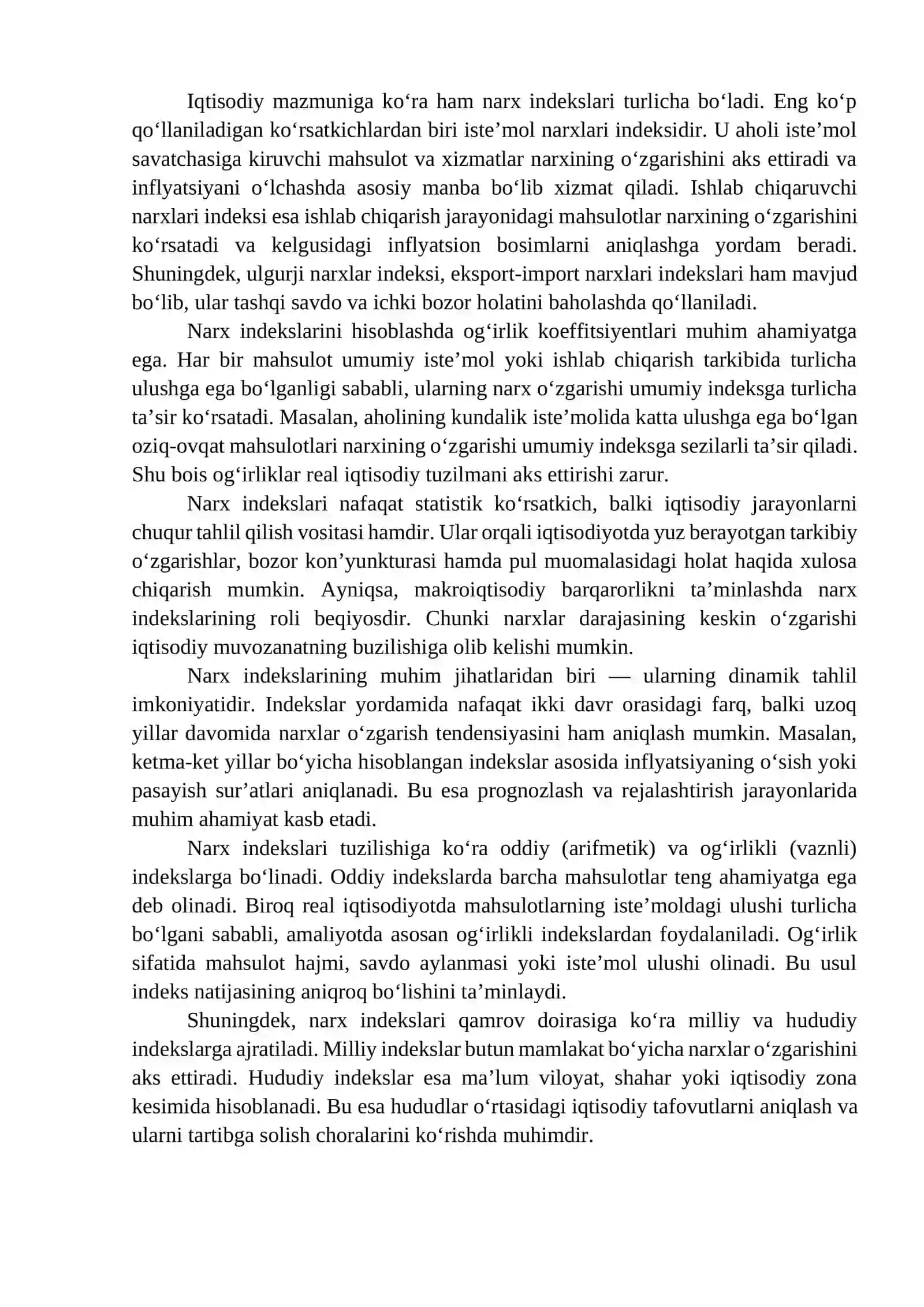 Narx indekslari va inflyatsiyani baholash 4
