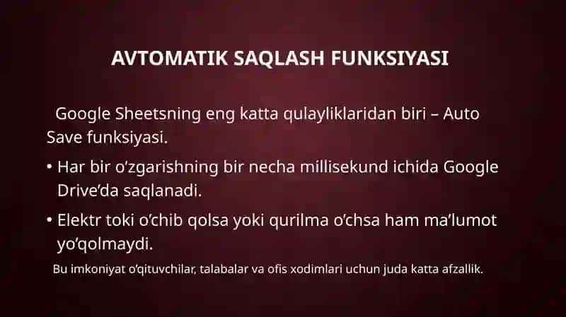 Google Sheetsda  jadvallar yaratish 4