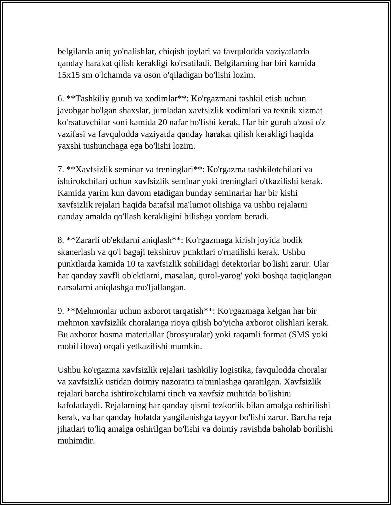 XAVFSIZLIK QOIDALARI BO'YICHA KO'RGAZMALAR TAYYORLASH 4