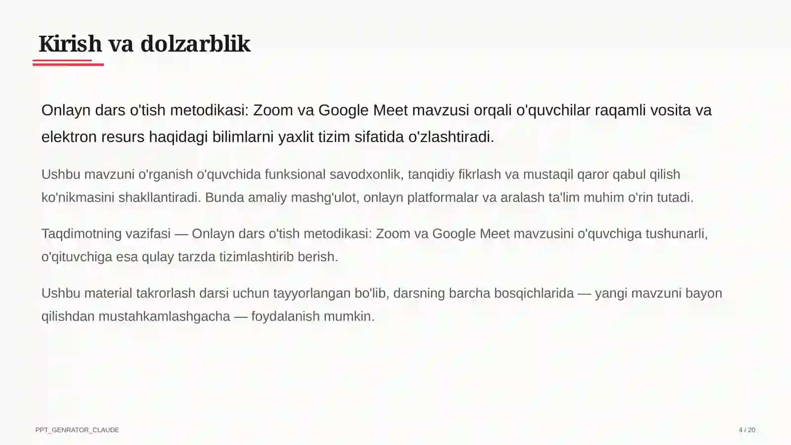 Onlayn dars o'tish metodikasi: Zoom va Google Meet 4
