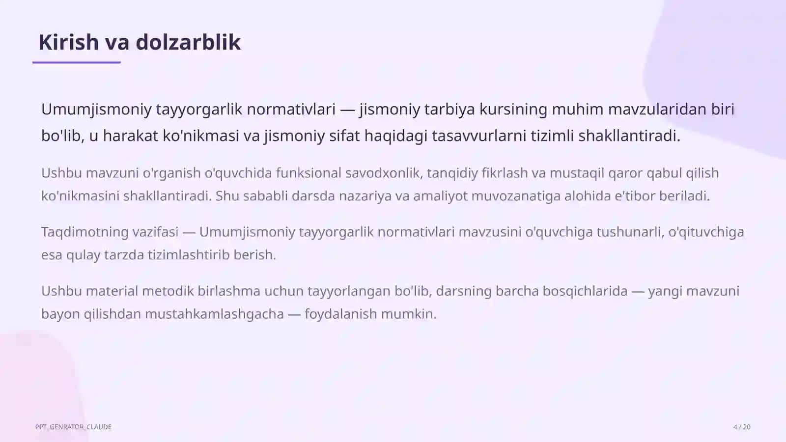 Umumjismoniy tayyorgarlik normativlari (10-sinf) 4