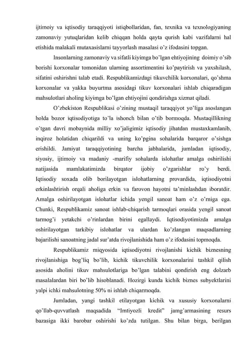 ERKAKLAR KO’YLAGINI ISHLAB CHIQARISH TEXNOLOGIK JARAYONINI LOYIHALASH 4