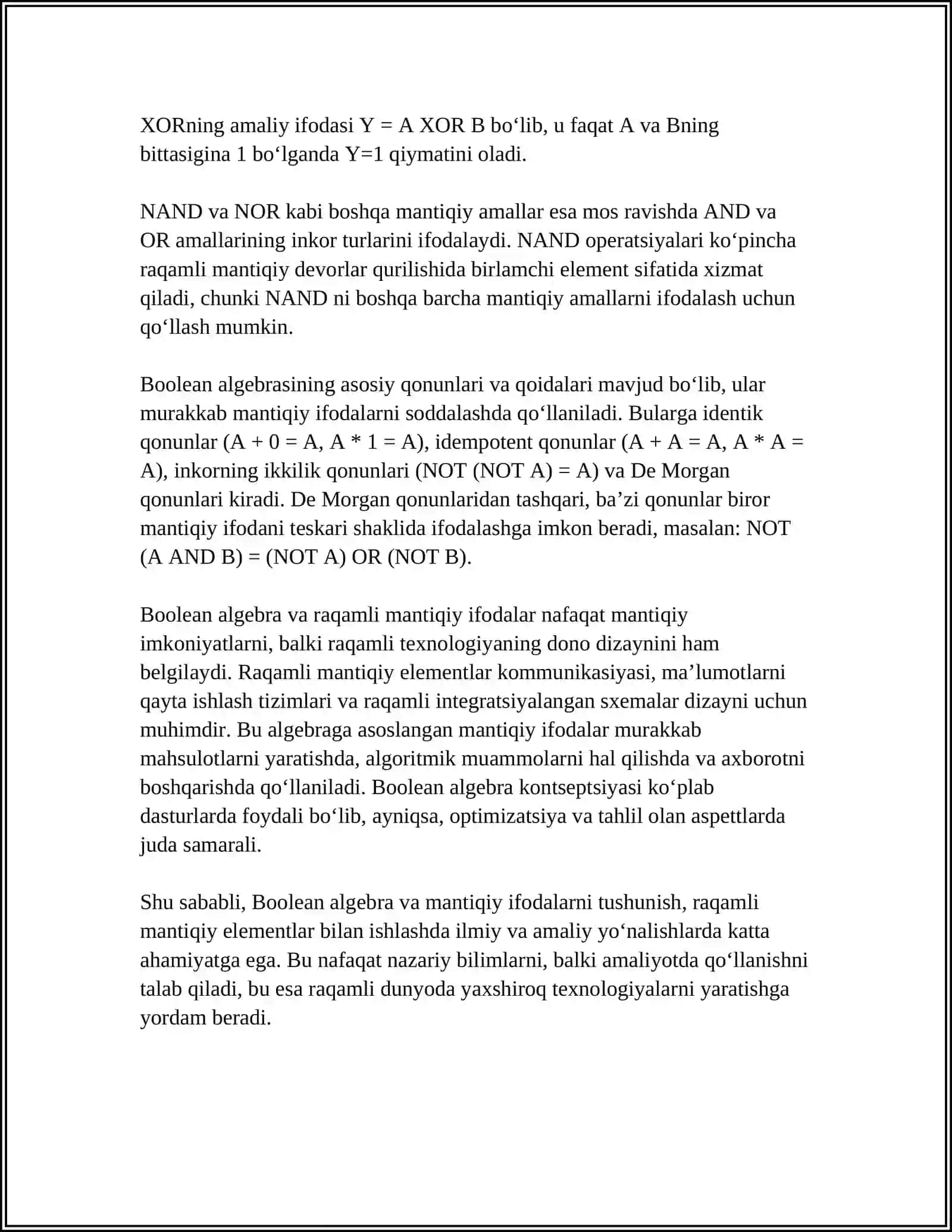 RAQAMLI MANTIQIY ELEMENTLAR (DIGITAL LOGIC CIRCUITS) 4