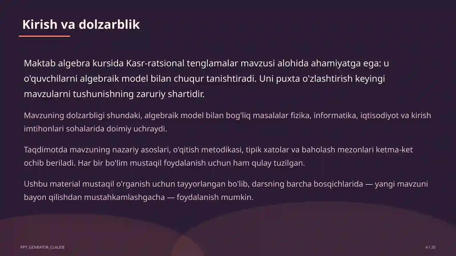 Kasr-ratsional tenglamalar (8-sinf) 4