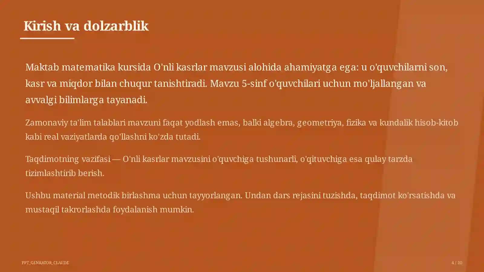 O'nli kasrlar (5-sinf) 4