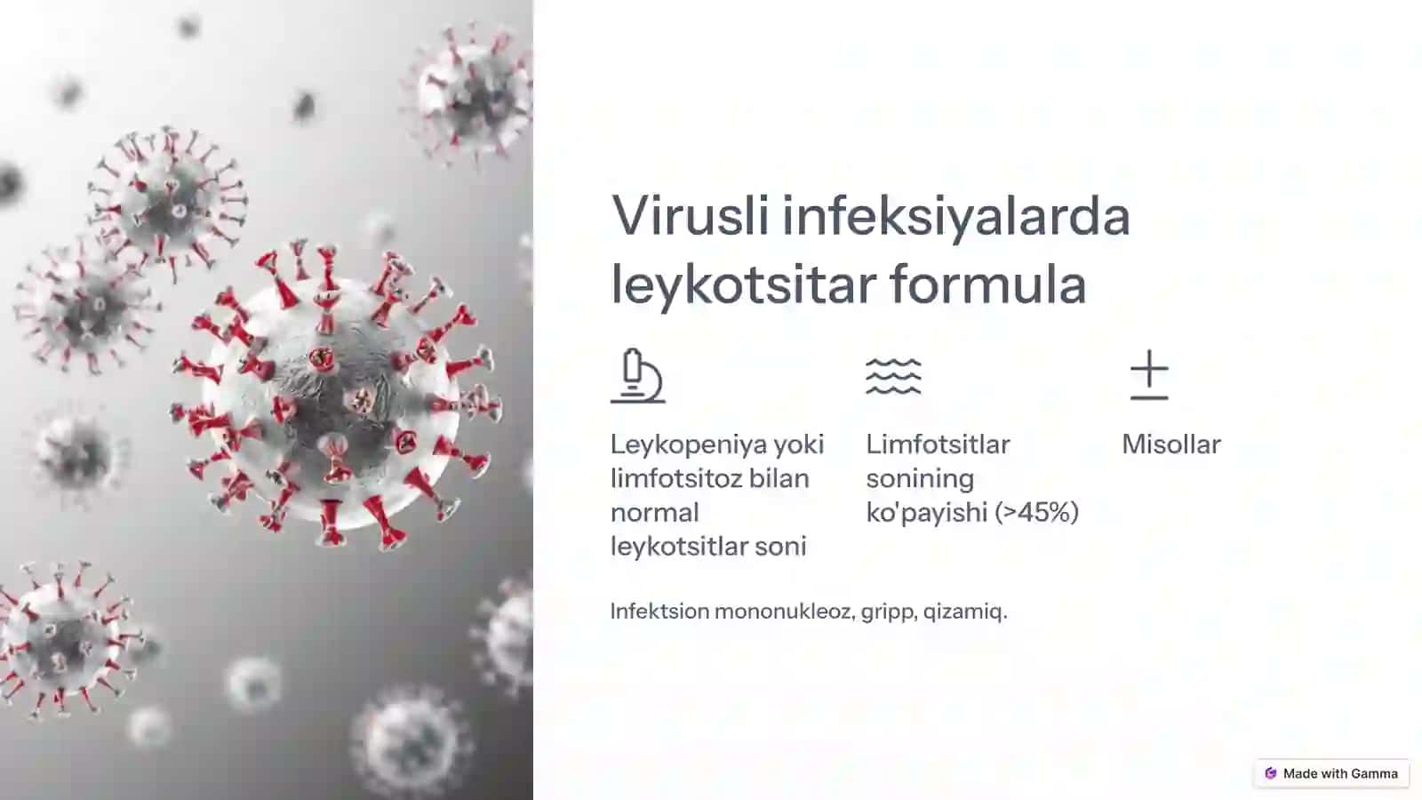 Leykotsitar formulasi: turli
xil kasalliklarda oʻzgarishlar
va uning diagnostik
ahamiyati 4