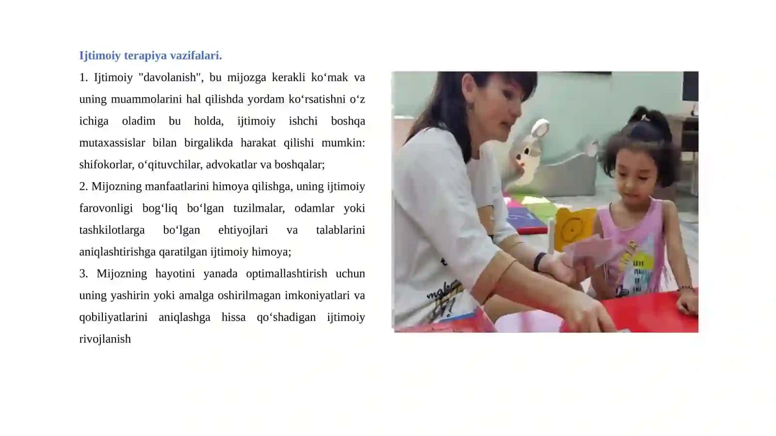 Ijtimoiy terapiya va uning asosiy xususiyatlari 4