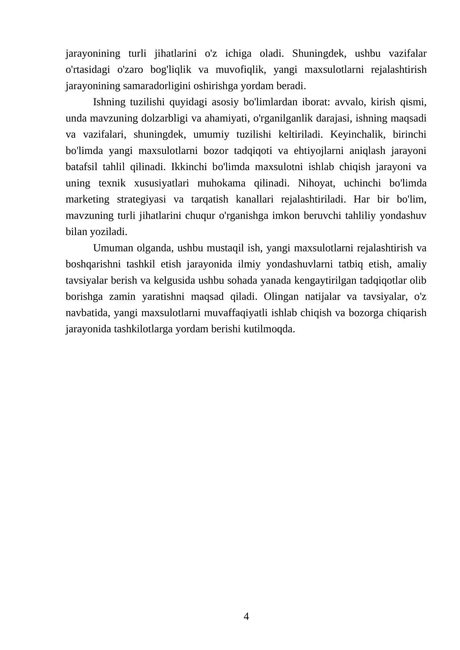Yangi maxsulotni rejalashtirishni boshqarishni tashkil etish 4