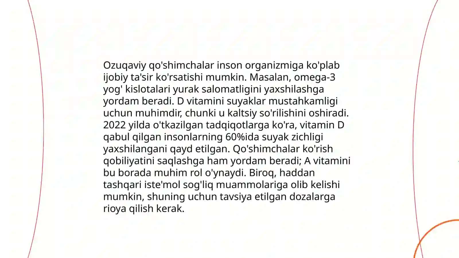 Ozuqaviy qo'shimchalar ta'sirini fiziologik baholash 4