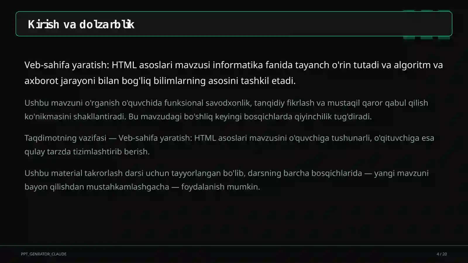 Veb-sahifa yaratish: HTML asoslari (9-sinf) 4