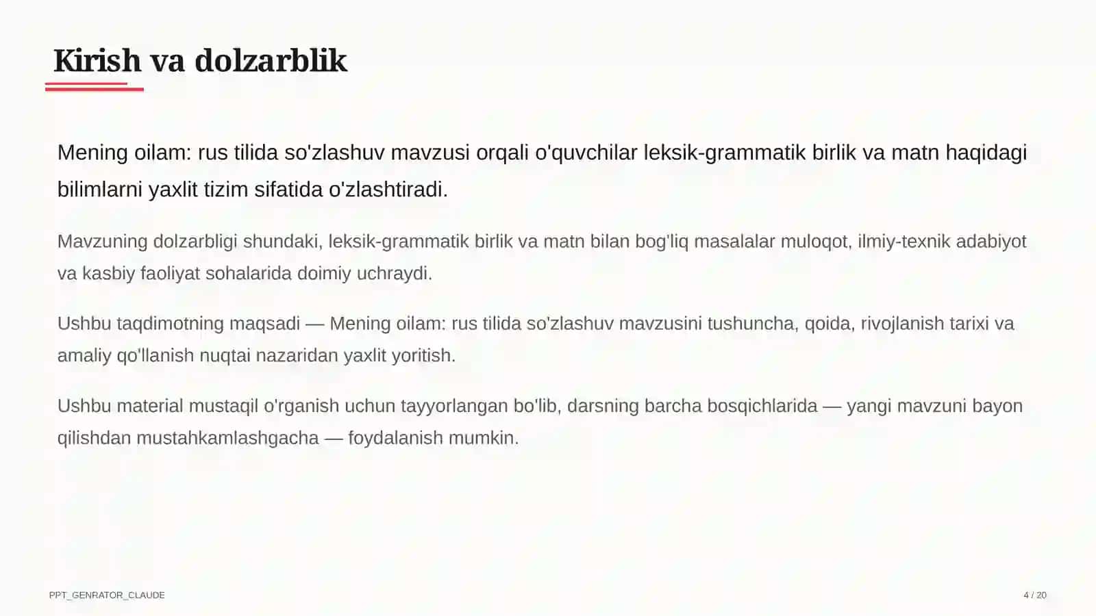 Mening oilam: rus tilida so'zlashuv (3-sinf) 4