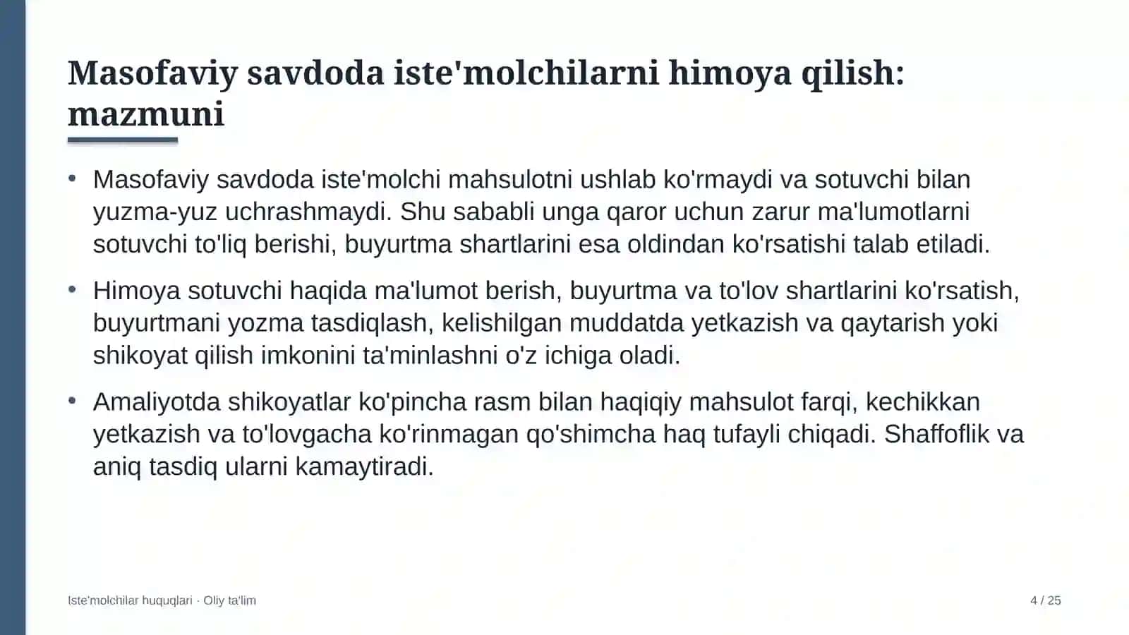 sintetik yoqilg'i ishlab chiqarishda masofaviy savdoda iste'molchilarni himoya qilish 5964 4