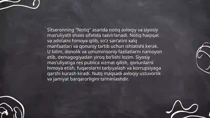 Sitseronning "Notiq" asari 4