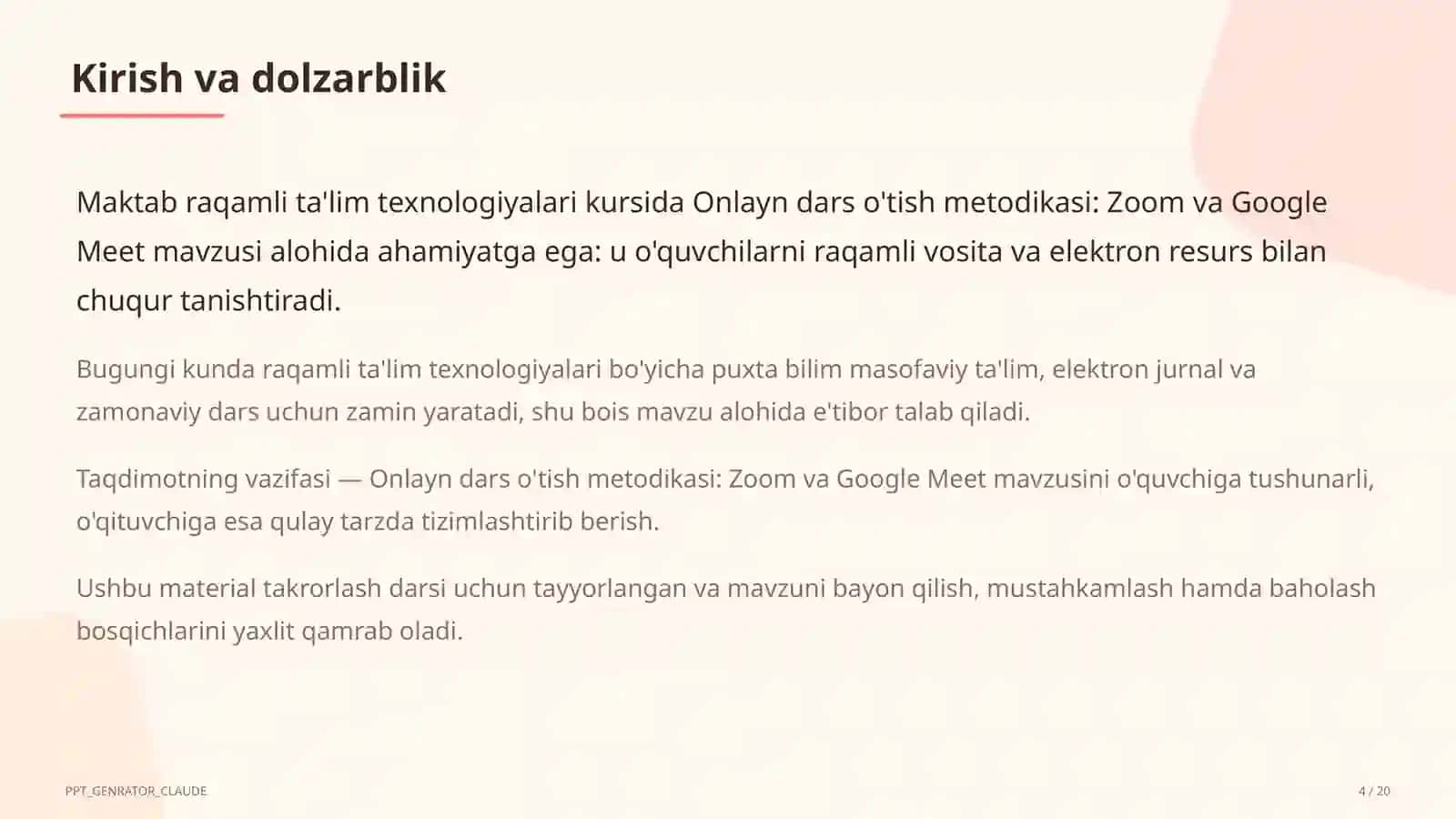 Onlayn dars o'tish metodikasi: Zoom va Google Meet 4