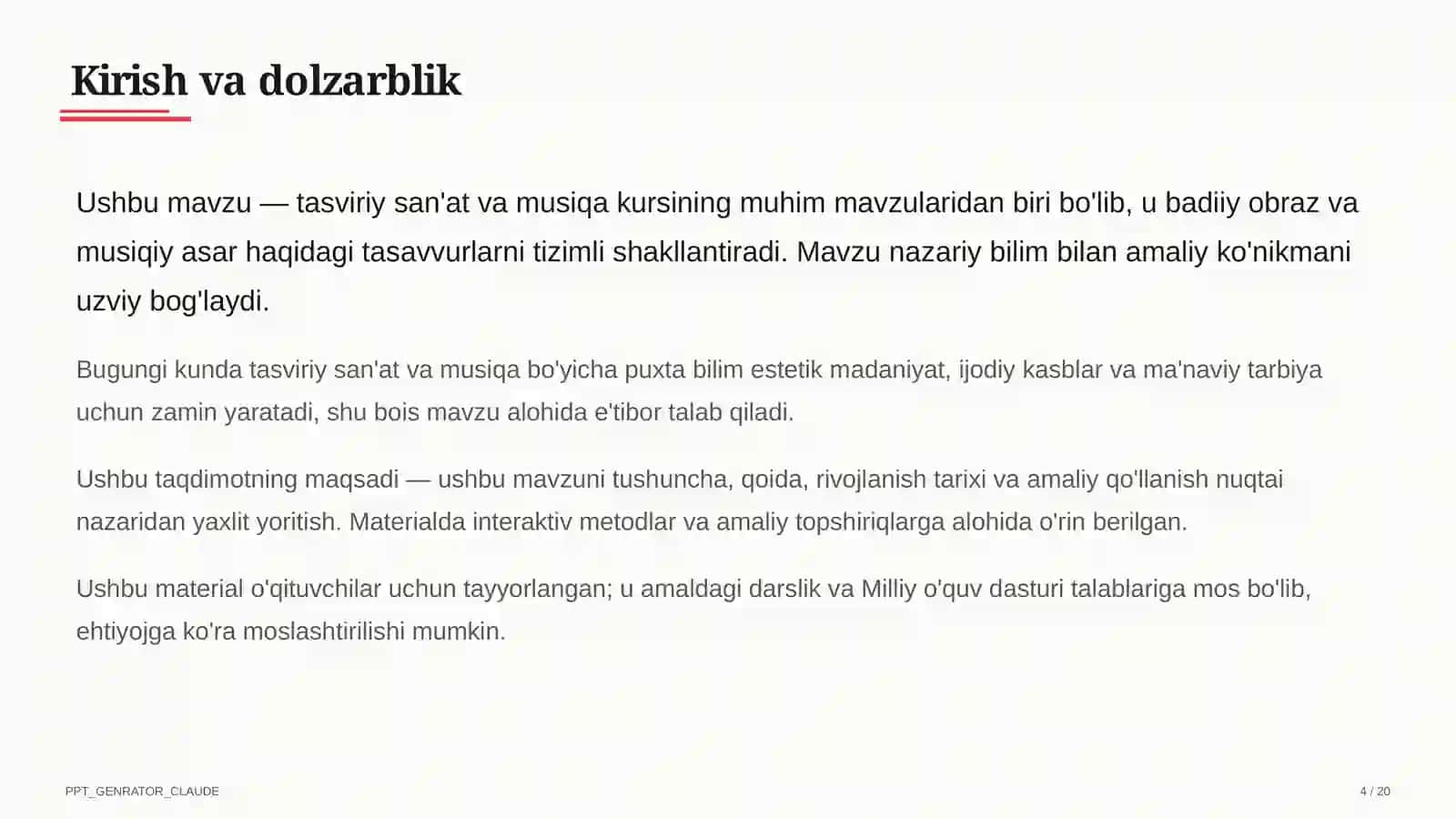 Tasviriy san'at va musiqa (1–7) — o'qituvchilar uchun 4