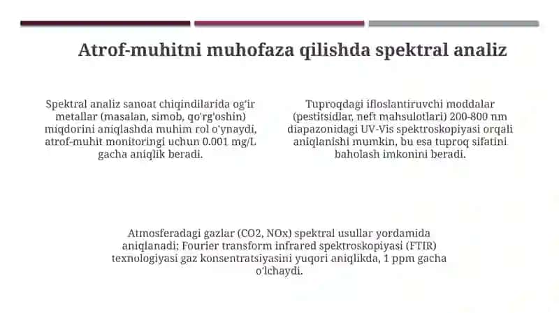 Spektorlar va spektoralar analiz qonunlarnin ahamiyati 4