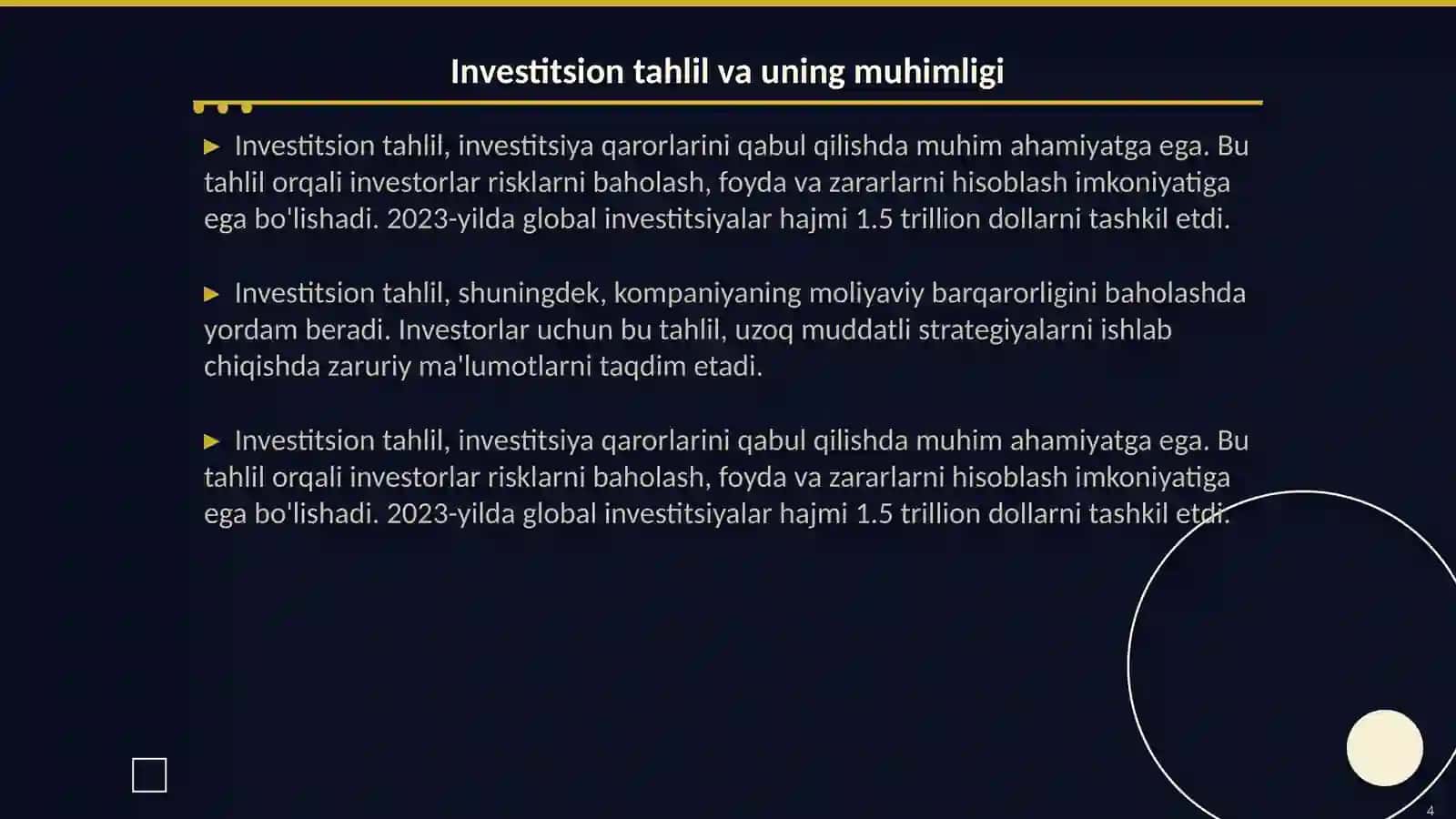 Marketing tahlili, investitsion tahlil va funksional qiymat tahlili 4
