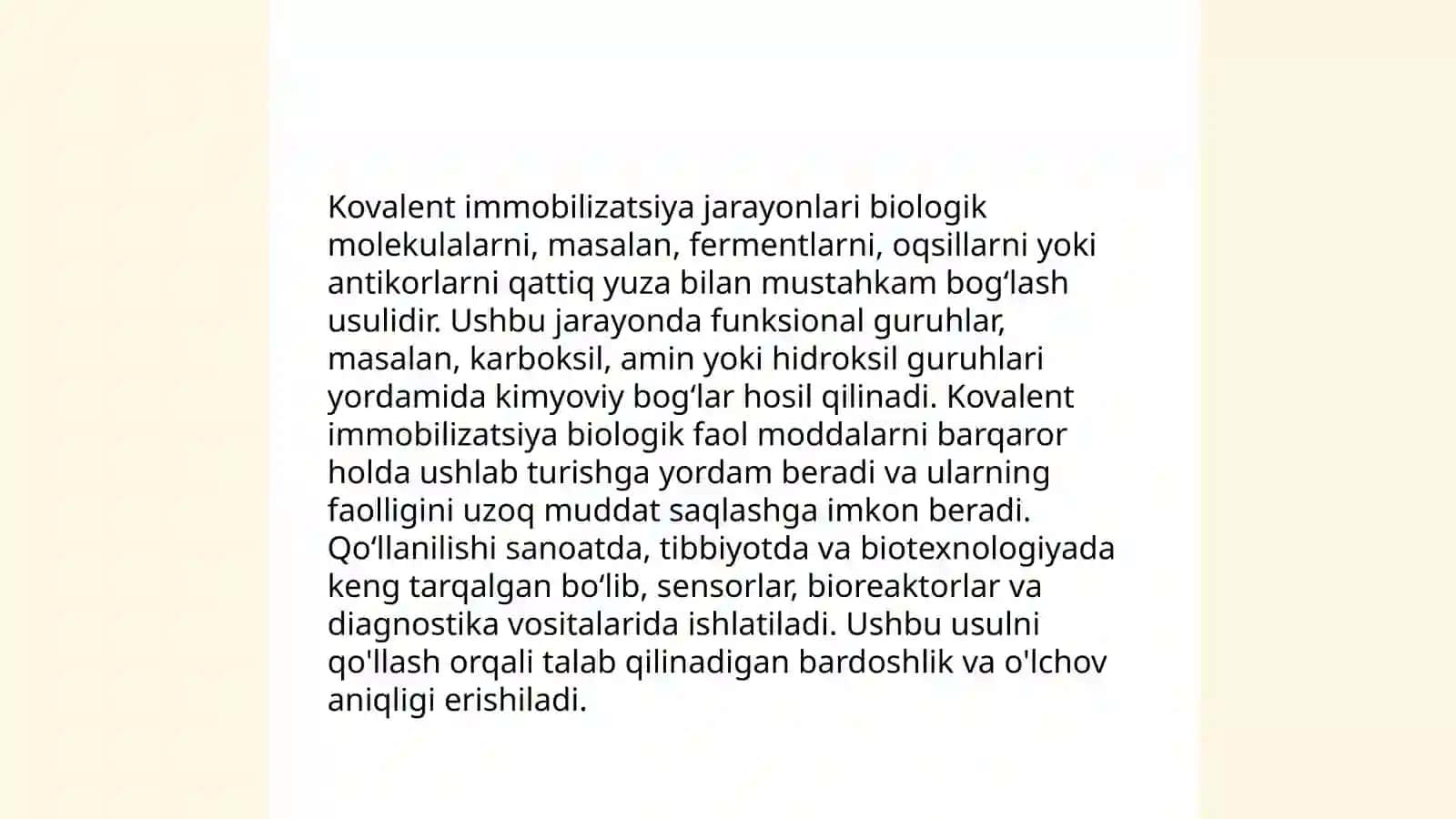 Fermentlarni kovalent immobilizatsiyasi 4