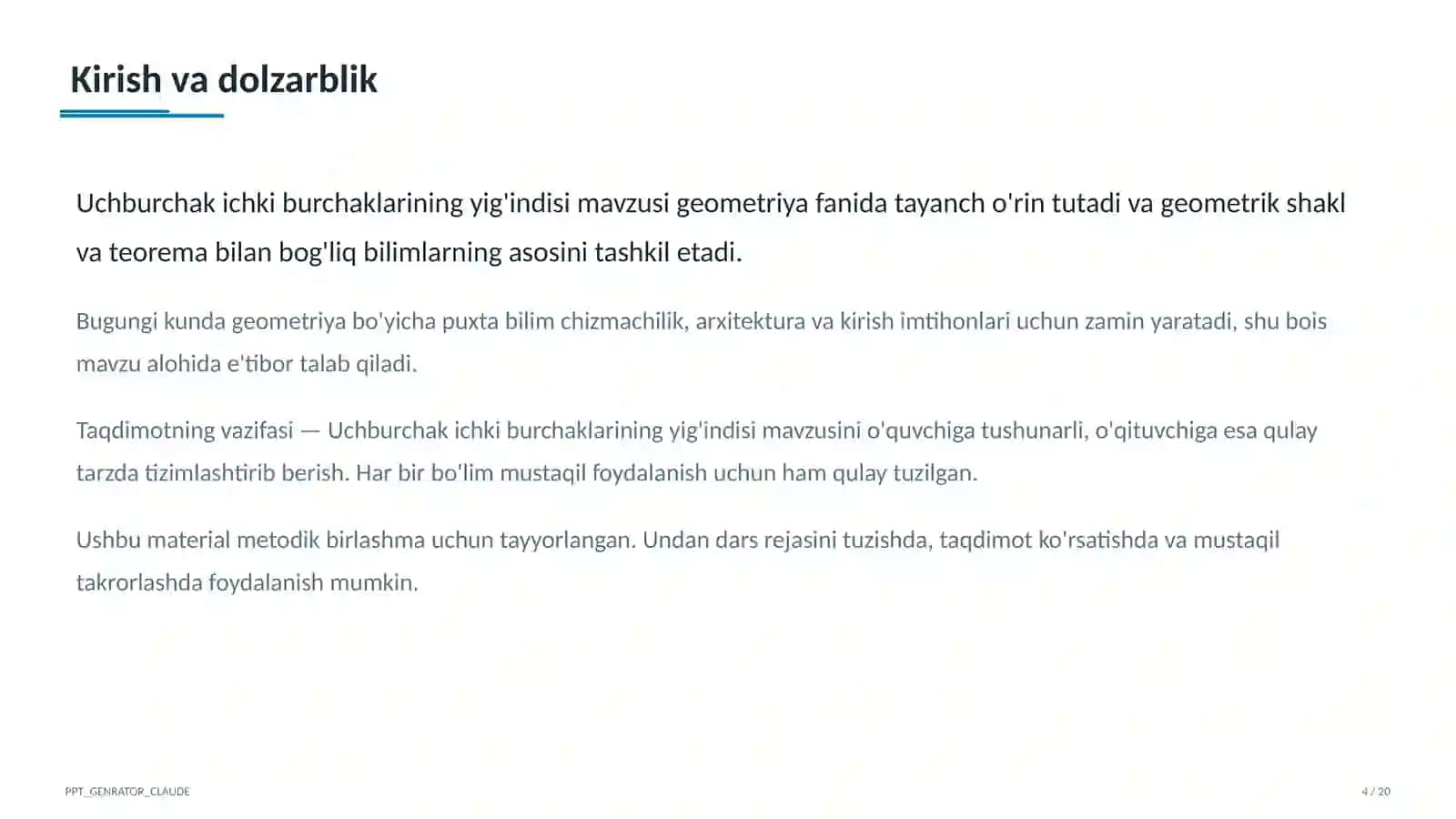 Uchburchak ichki burchaklarining yig'indisi (7-sinf) 4