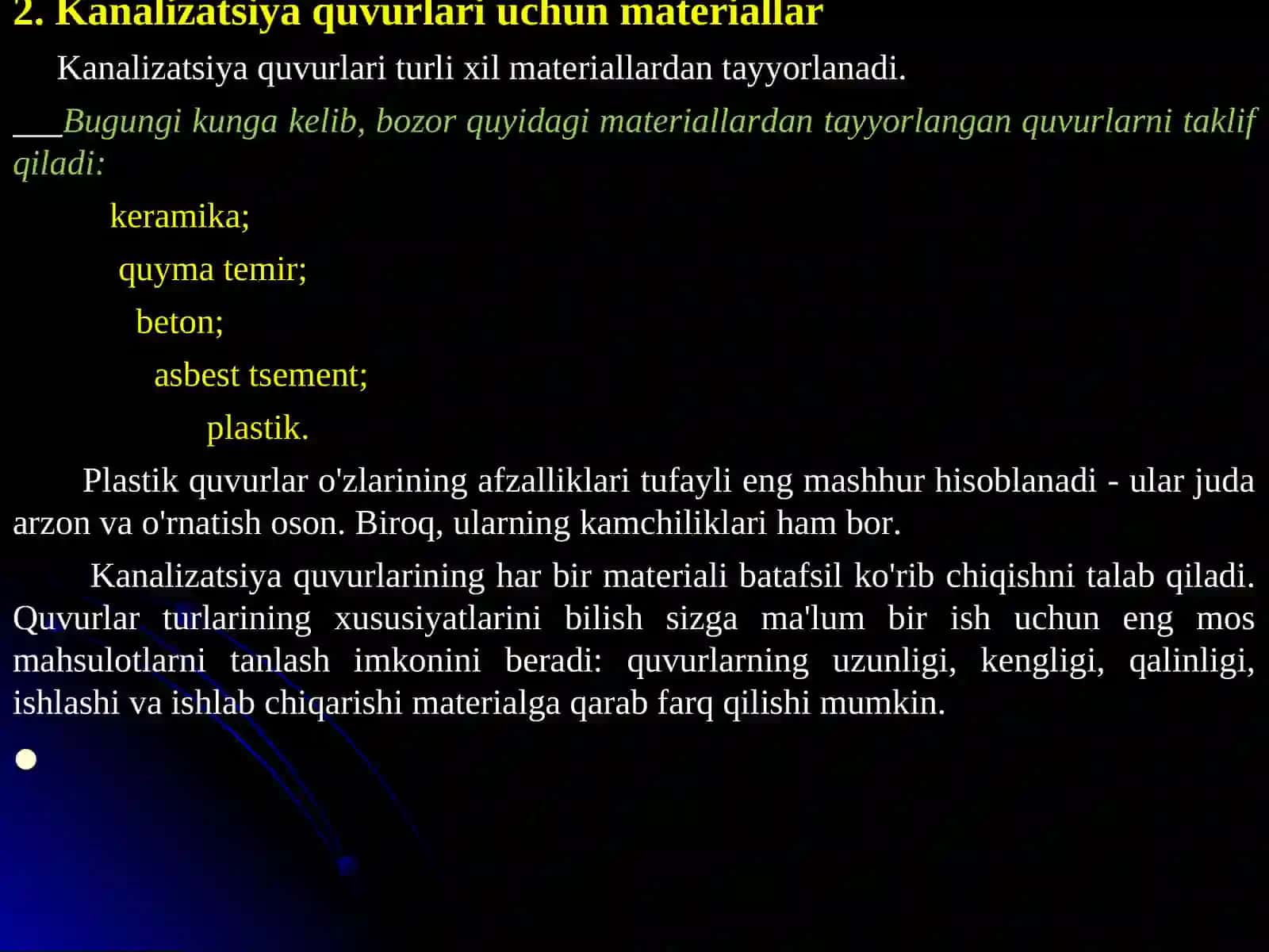 Quvurlar va quvur materiallariva ularga qo‘yiladigan talablar 4