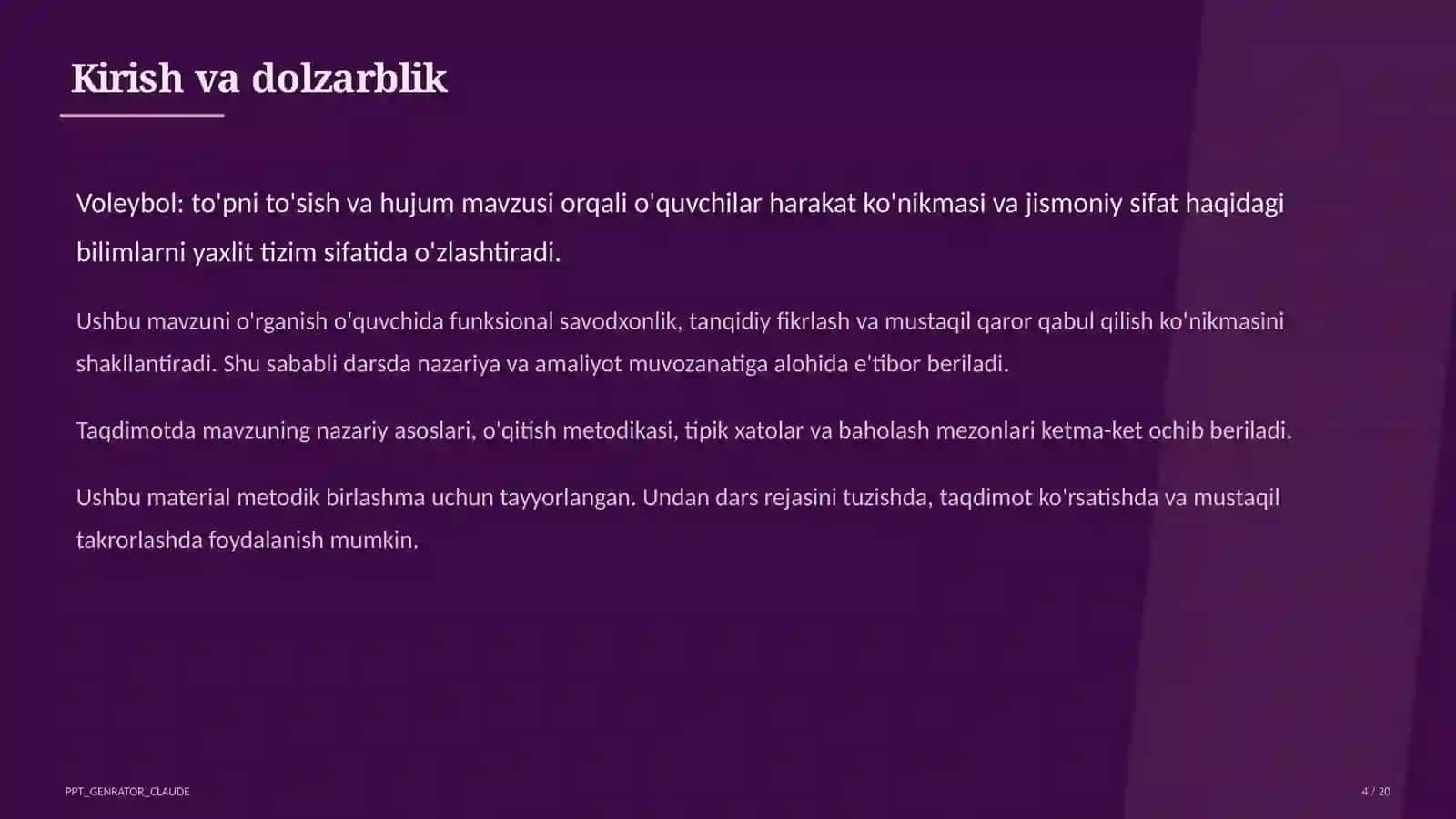 Voleybol: to'pni to'sish va hujum (7-sinf) 4