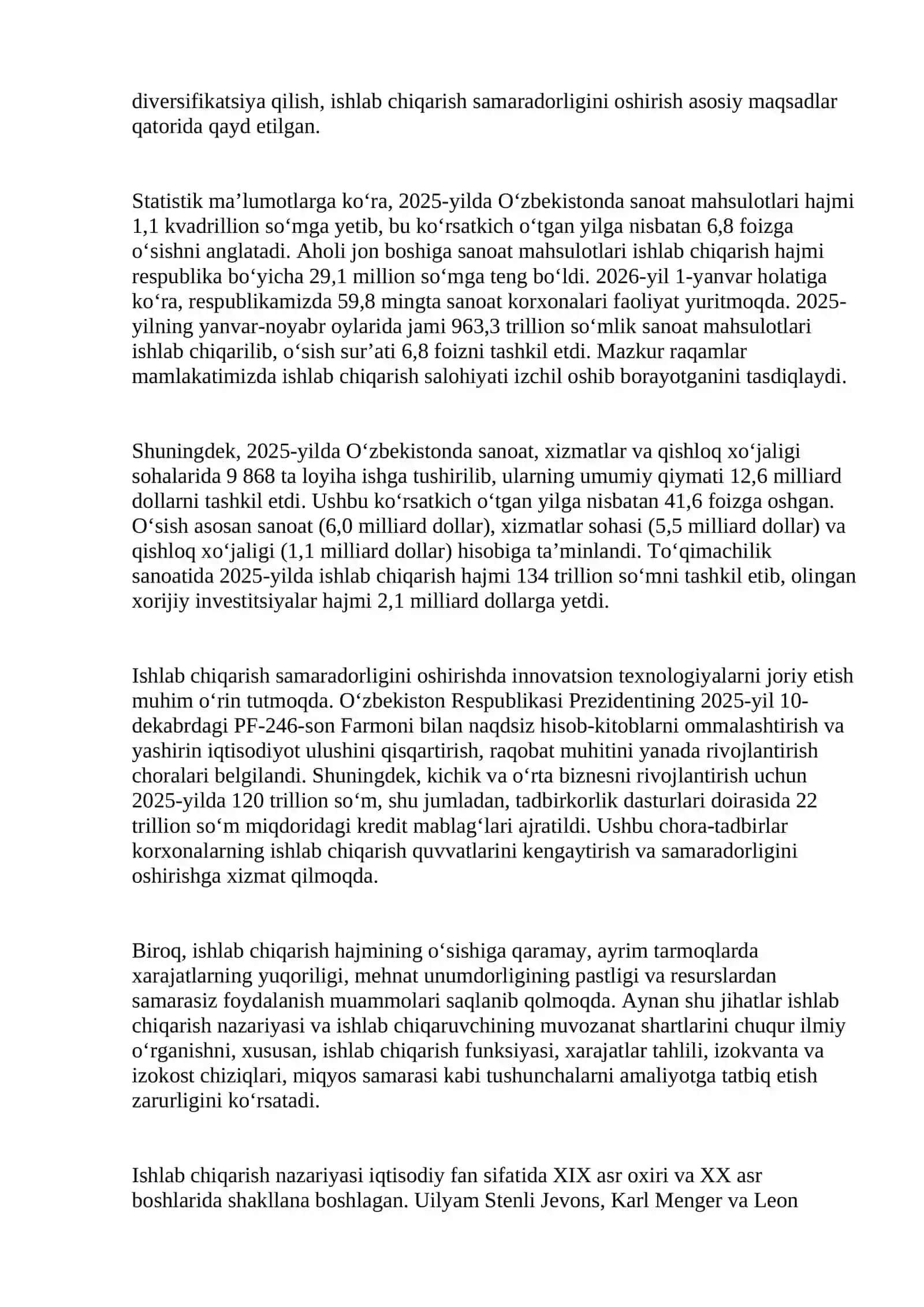 Mikroiqtisodiyot: Ishlab chiqarish nazariyasi va muvozanat shartlari 4