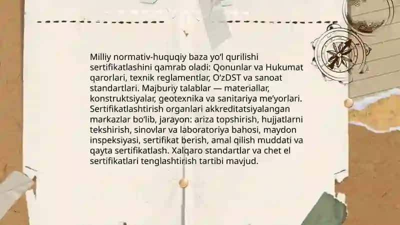 Yo‘l qurilishida sertifikatlash tizimlarining umumiy nazariyasi va asosiy tamoyillari 4