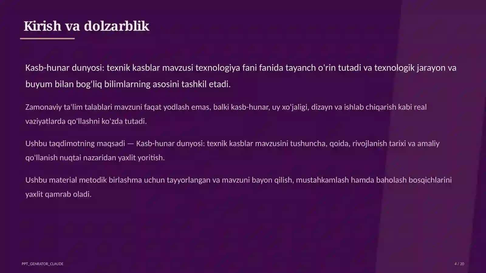 Kasb-hunar dunyosi: texnik kasblar (9-sinf) 4