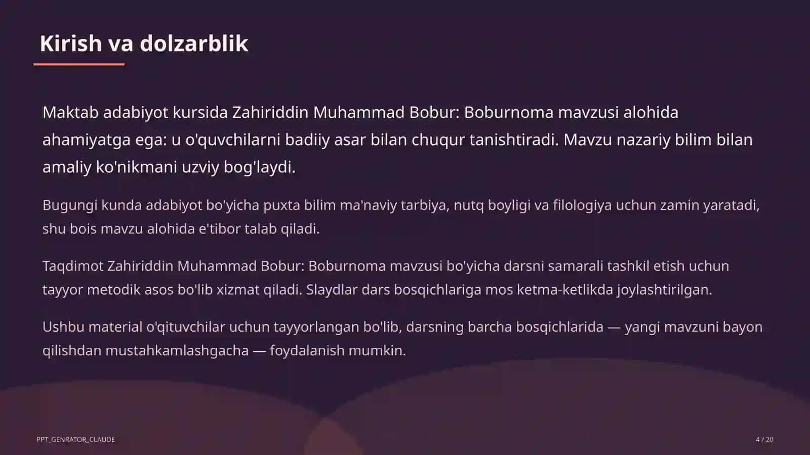 Zahiriddin Muhammad Bobur: Boburnoma (8-sinf) 4