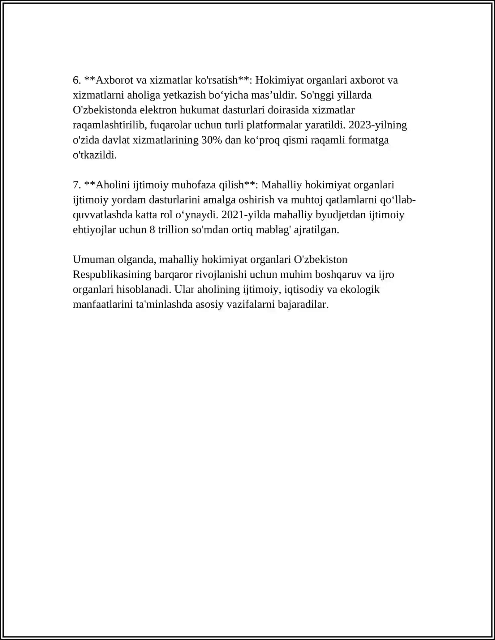 MUSTAQIL ISH Mavzu: MAHALLIY HOKIMYAT ORGANLARINING HUQUQIY MAQOMI 4
