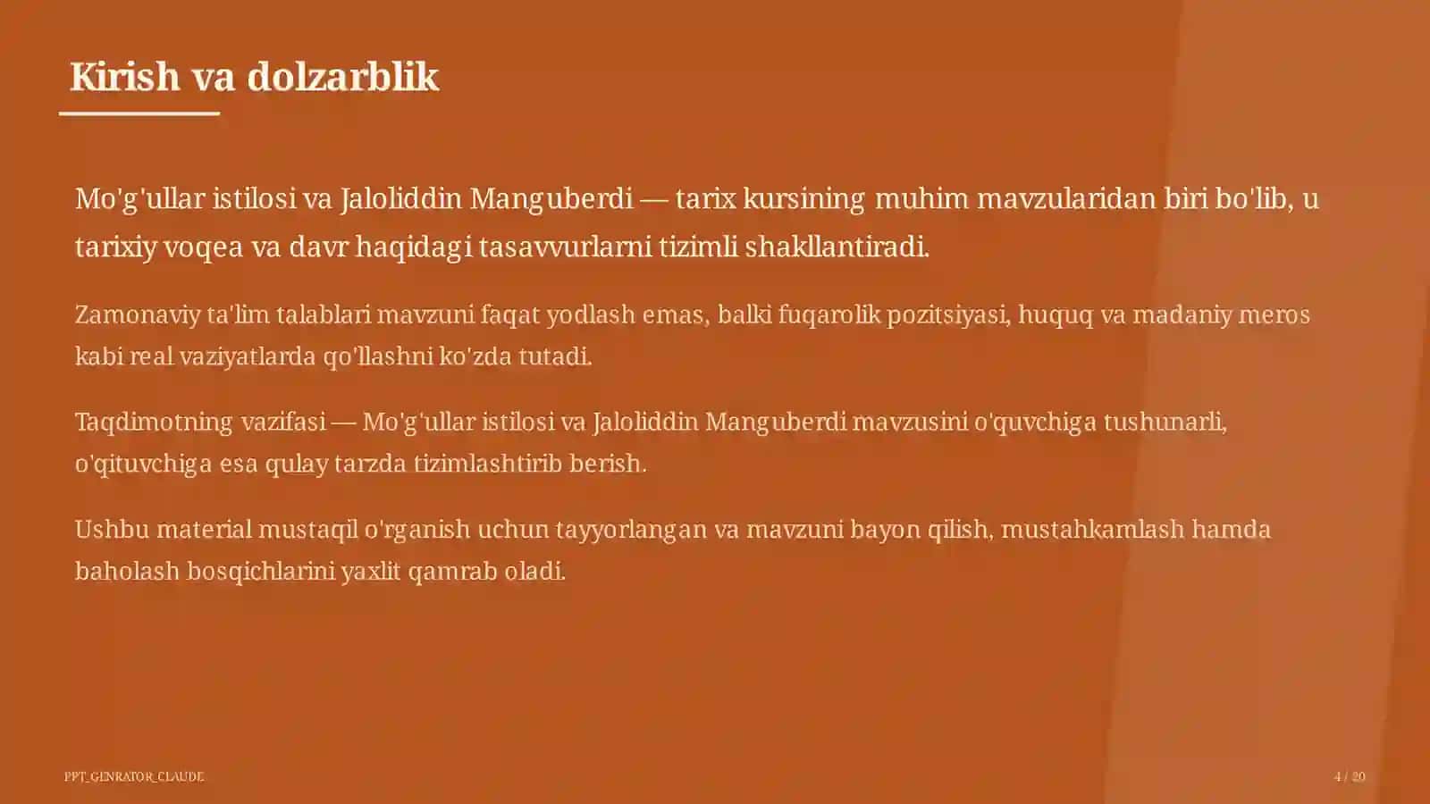 Mo'g'ullar istilosi va Jaloliddin Manguberdi (7-sinf) 4