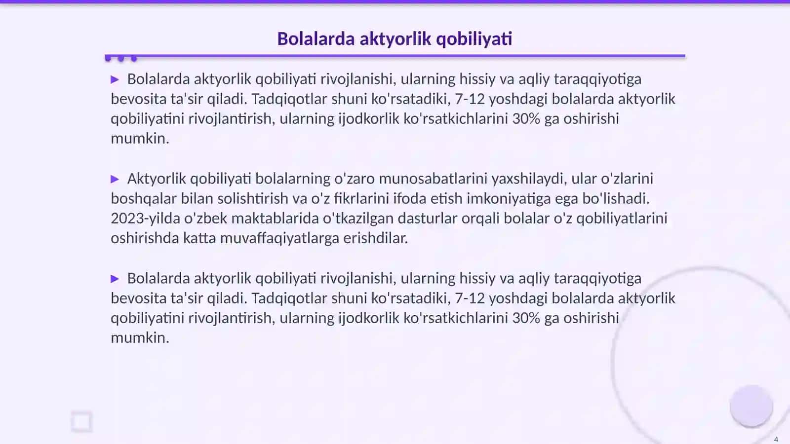 Sahnalashtirish faoliyatida bolalarda aktyorlik qobiliyatini rivojlantirish 4