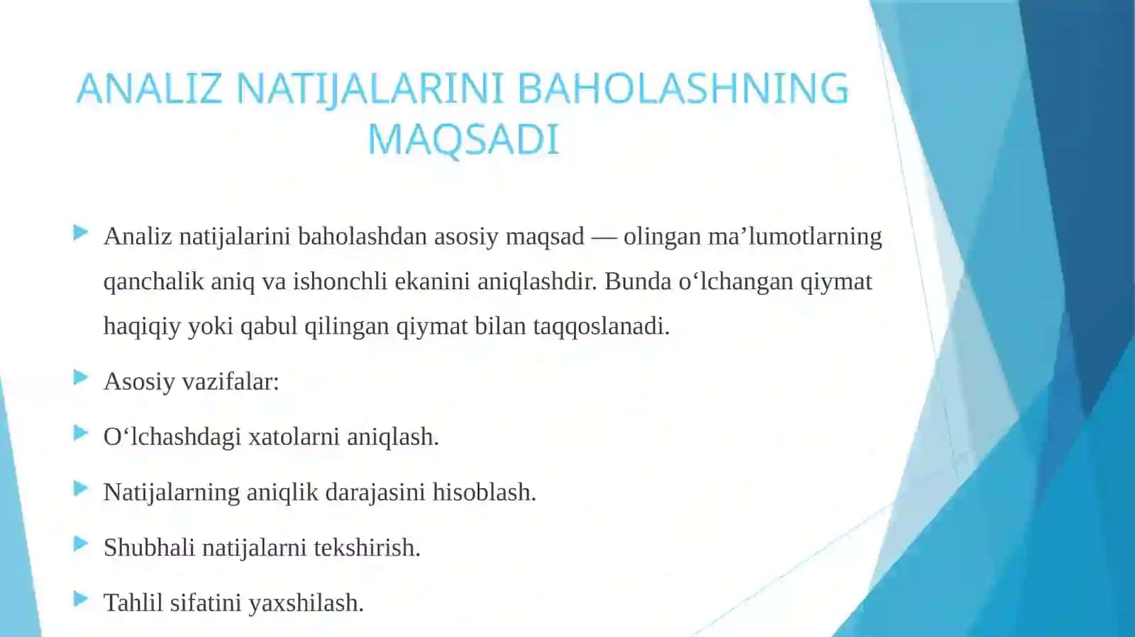 Analiz natijalarini baholash 4