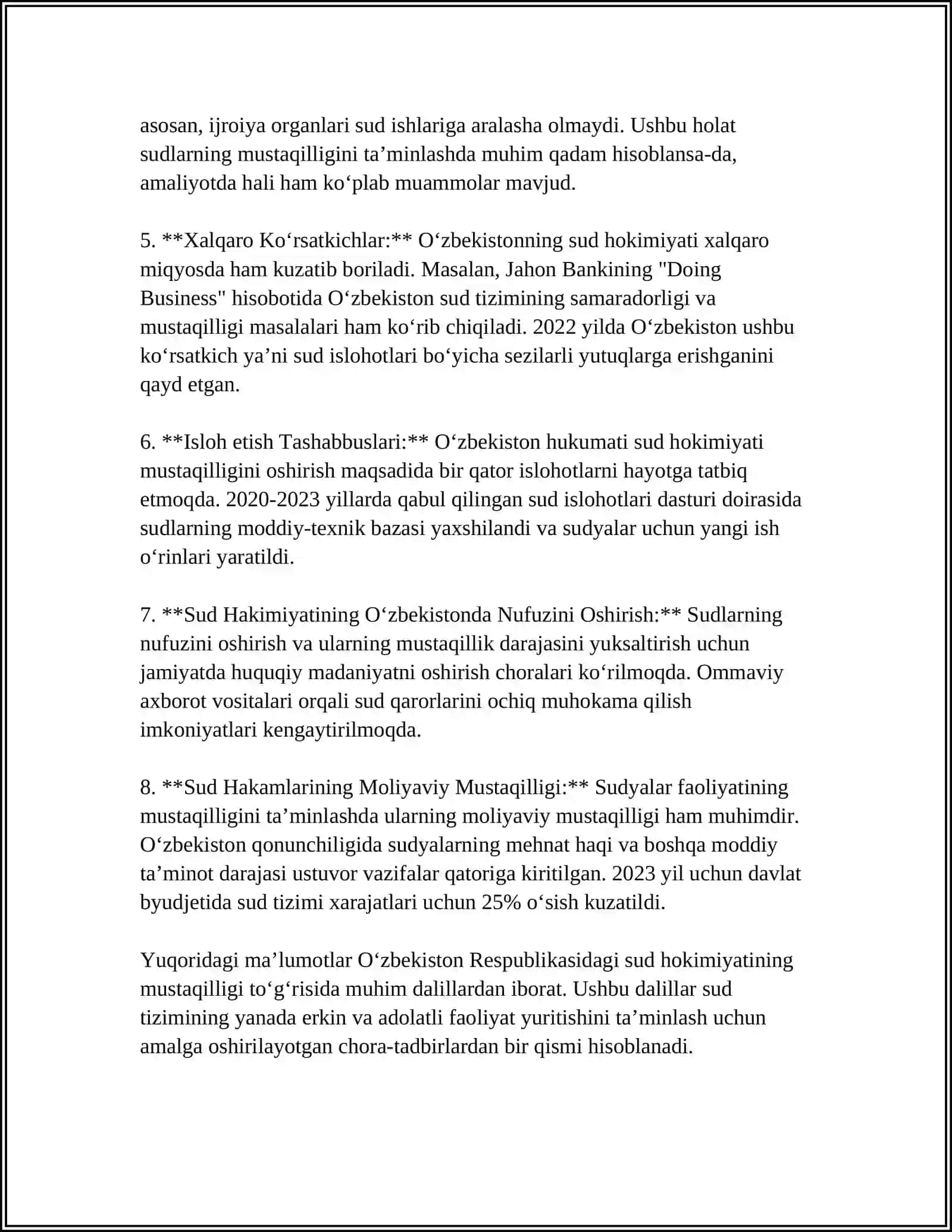 O‘ZBEKISTON RESPUBLIKASIDA SUD TIZIMIDAGI ISLOHOTLAR 4