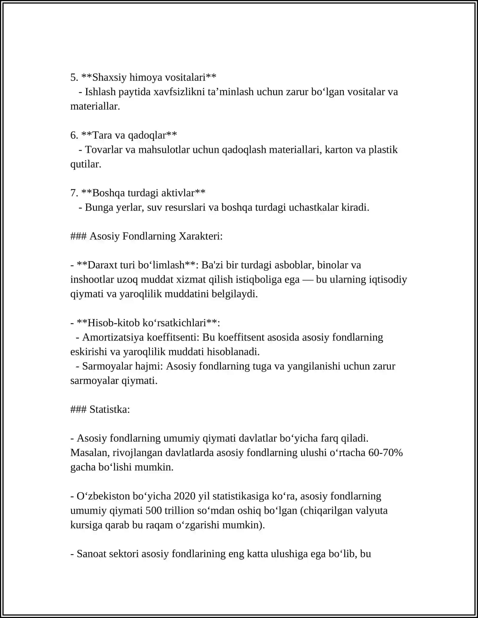 ASOSIY FONDLARNING OʻRTACHA YILLIK QIYMATINI HISOBLASH 4