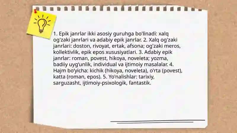 Epik tur va uning janrlari 4