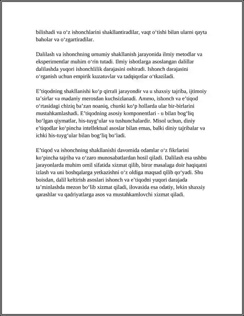 DALILASH VA ISHONCH E’TIQODNING UMUMIY SHAKLANISH JARAYONI 4