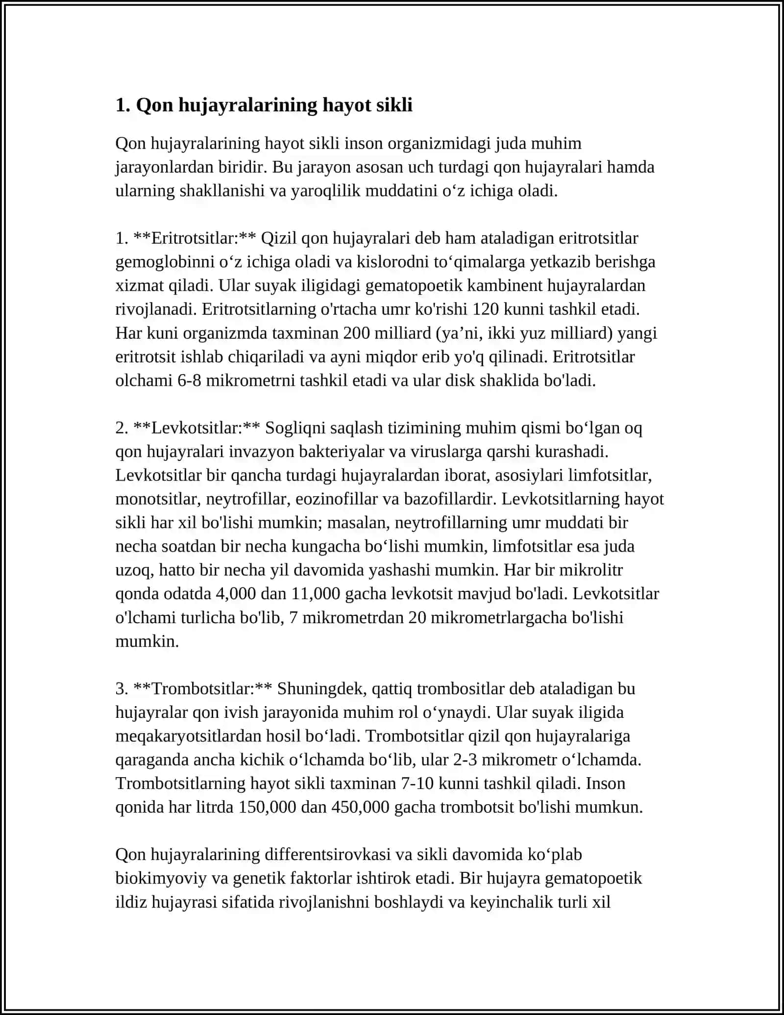 Qon hujayralarini fizilogik va reparativ regeneratsiyasi mexanizmlari 4