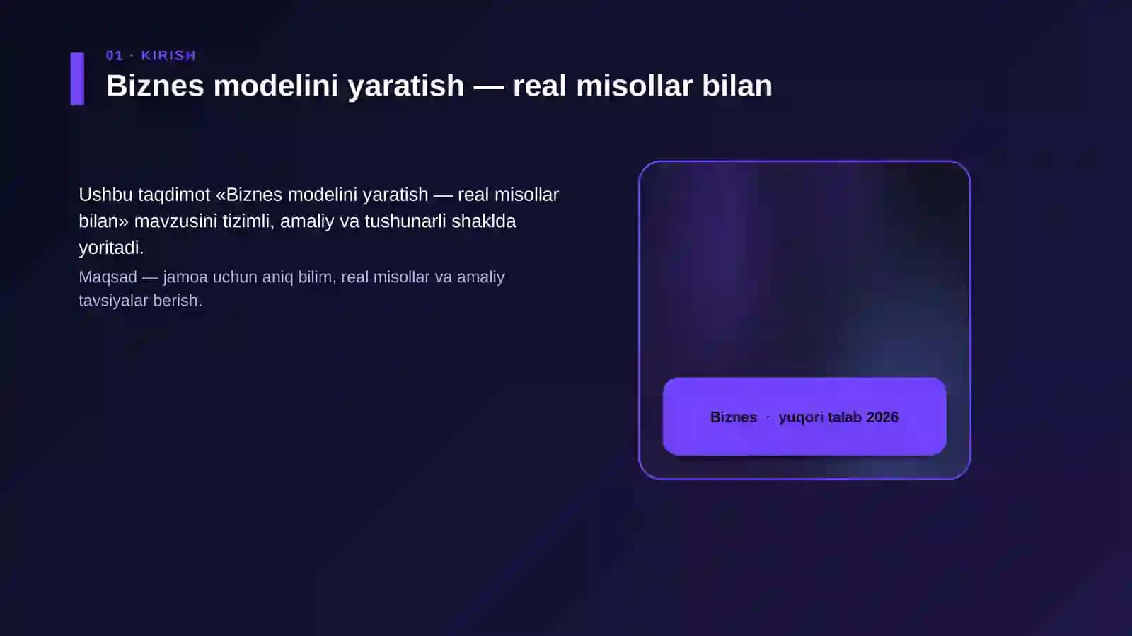 Biznes modelini yaratish — real misollar bilan 4