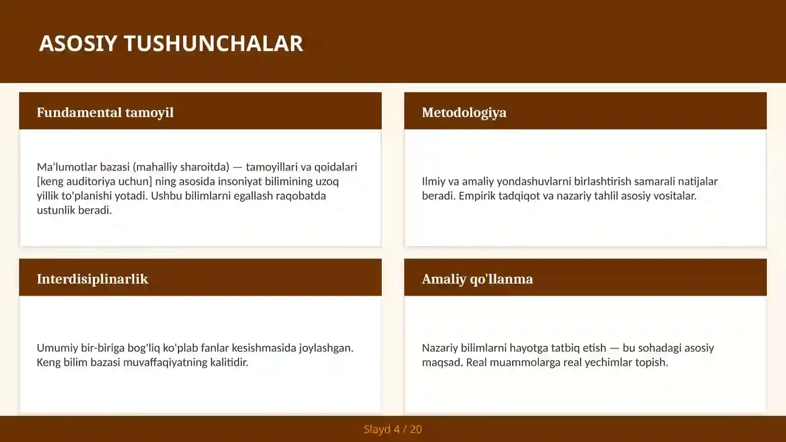 Ma'lumotlar bazasi (mahalliy sharoitda) — tamoyillari va qoidalari [keng auditoriya uchun] 4