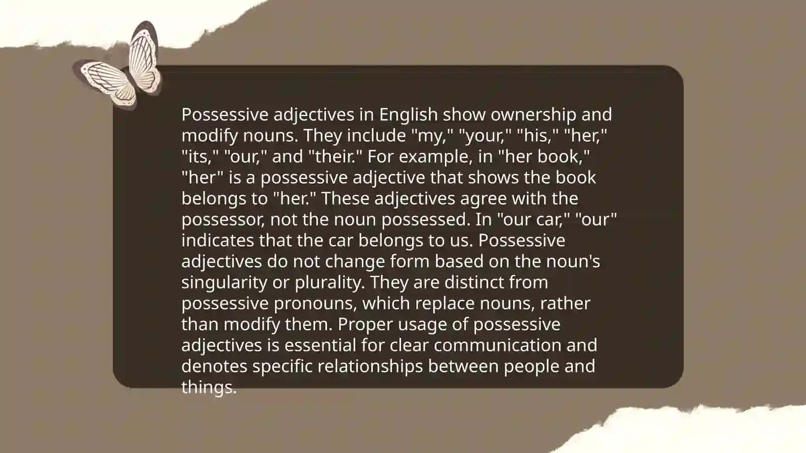 Posessiv adjectives to be mavzusida 4
