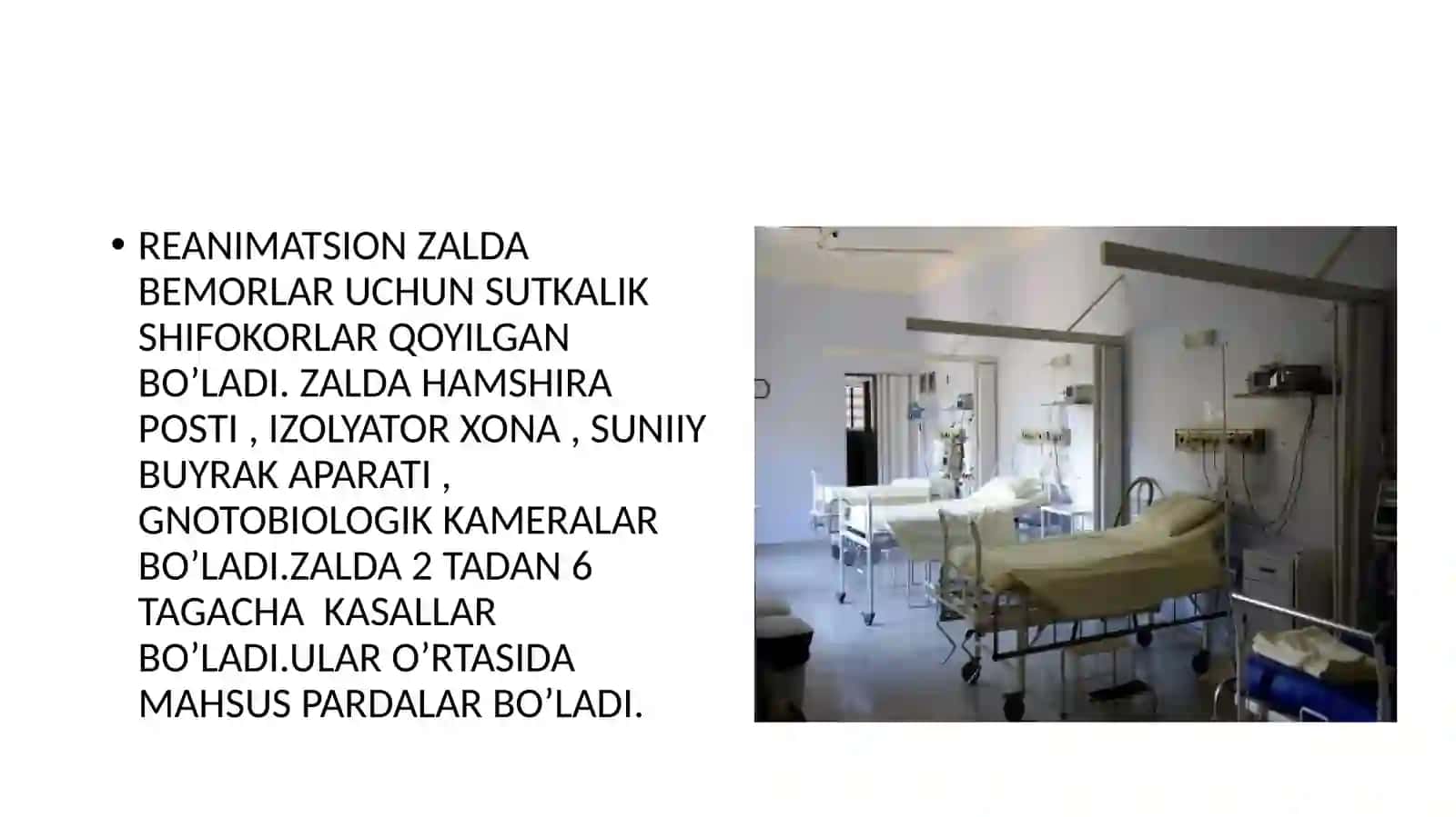 Reanimatsiya va terapiya bo’limi tuzilishi va ishini tashkillashtirish 4