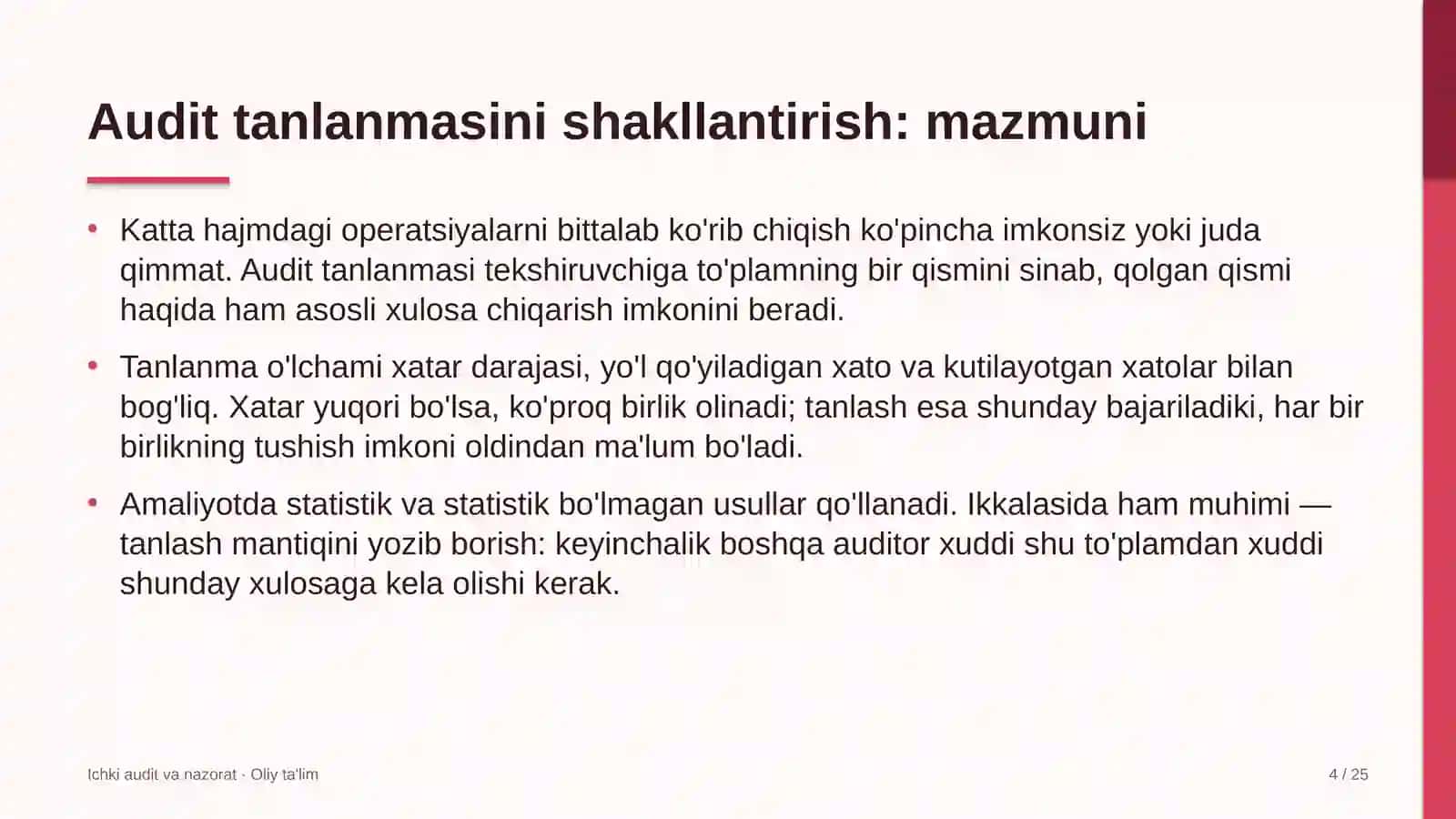 Mahalliy davlat hokimiyati organlarida audit tanlanmasini shakllantirish 4
