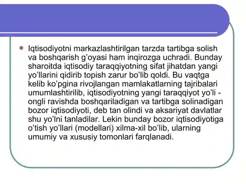 BOZOR IQTISODIYOTIGA O’TISHNING O’ZBEK MODELI VA UNING O’ZIGA XOS XUSUSIYATLARI 4