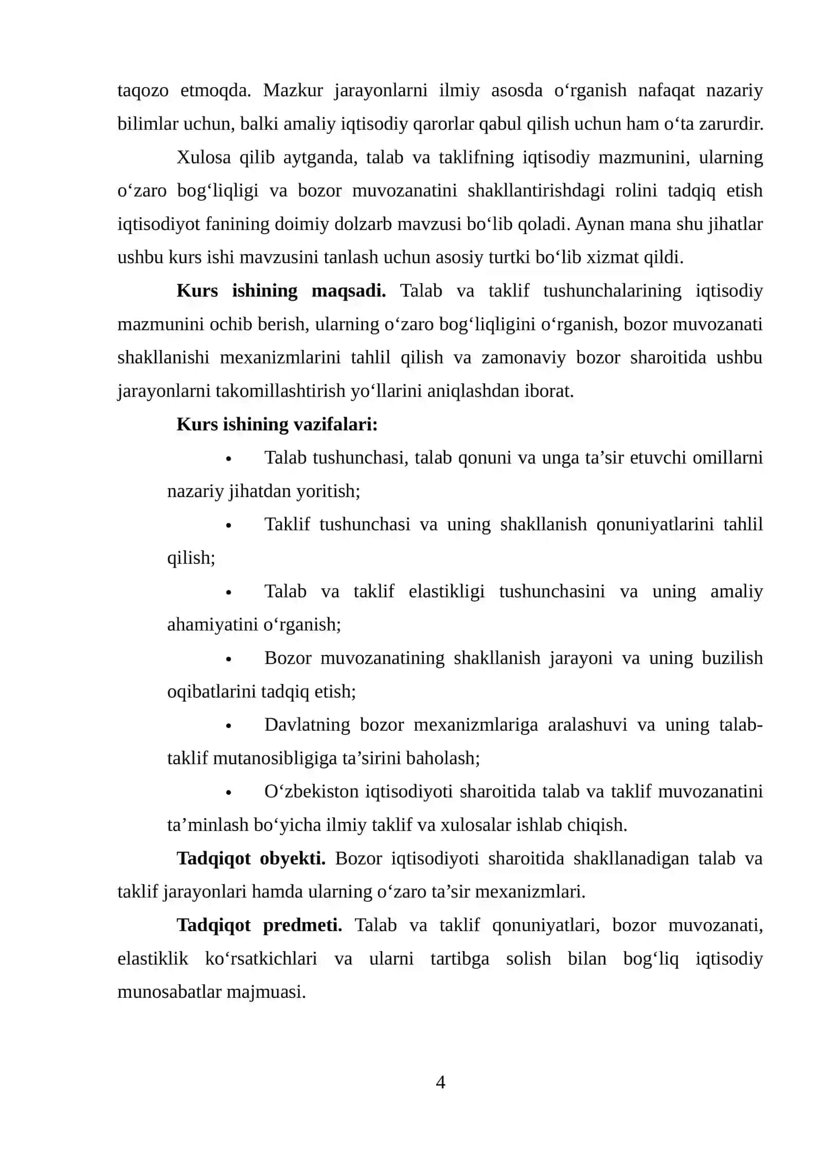 Talab va taklifning nazariy asoslari hamda iqtisodiy mazmuni 4