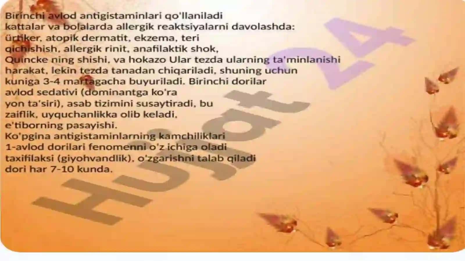 ANTIGISTAMIN DORI VOSITALARINING KLINIK FARMAKALOGIYASI 4