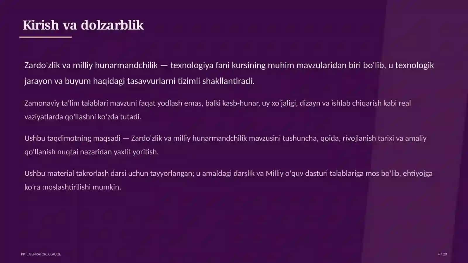 Zardo'zlik va milliy hunarmandchilik (8-sinf) 4