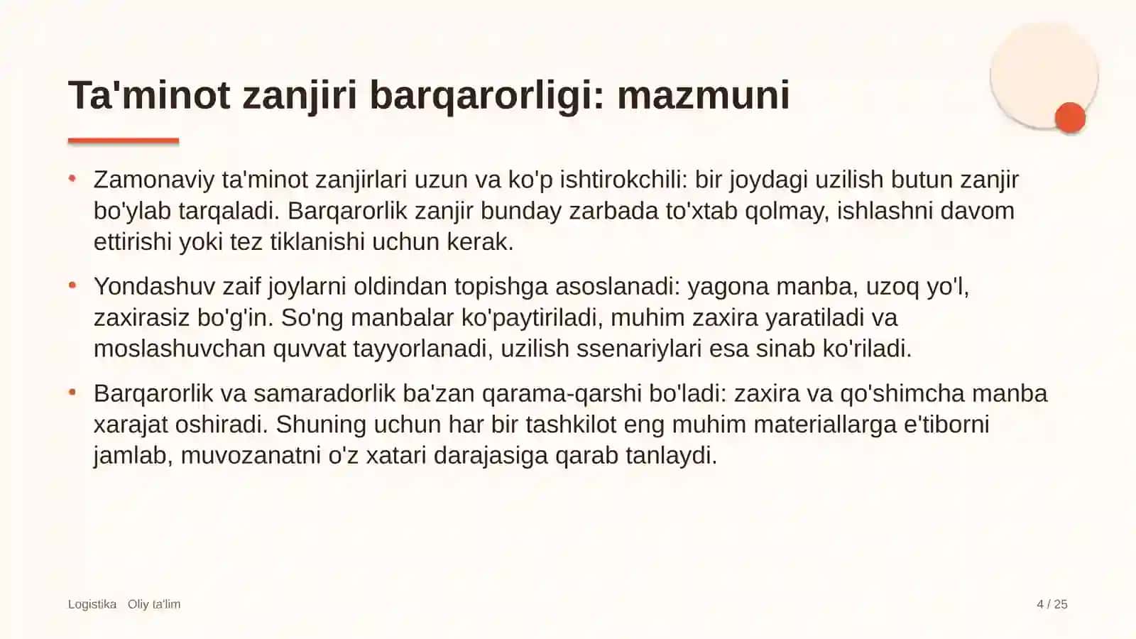 Ta'minot zanjiri barqarorligi: mohiyati 4