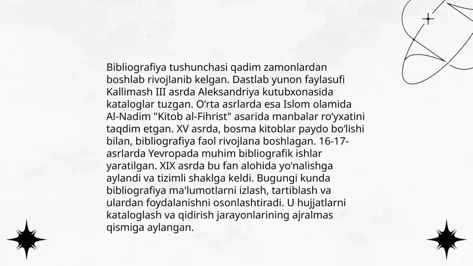 Bibliografiya tushunchasi bibliografiyashunoslik fanining predmeti va vazifalari 4